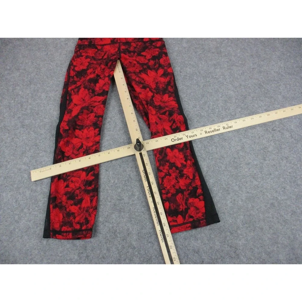 Lululemon Pants Womens 2 Red Black Train Times Floral Fast Pace Crop Leggings